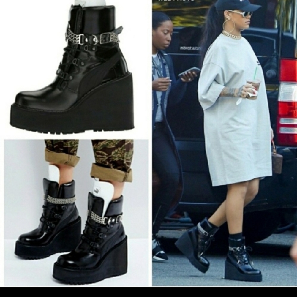 Fenty Puma by Rihanna Leather Wedge  Ankle Boot,
